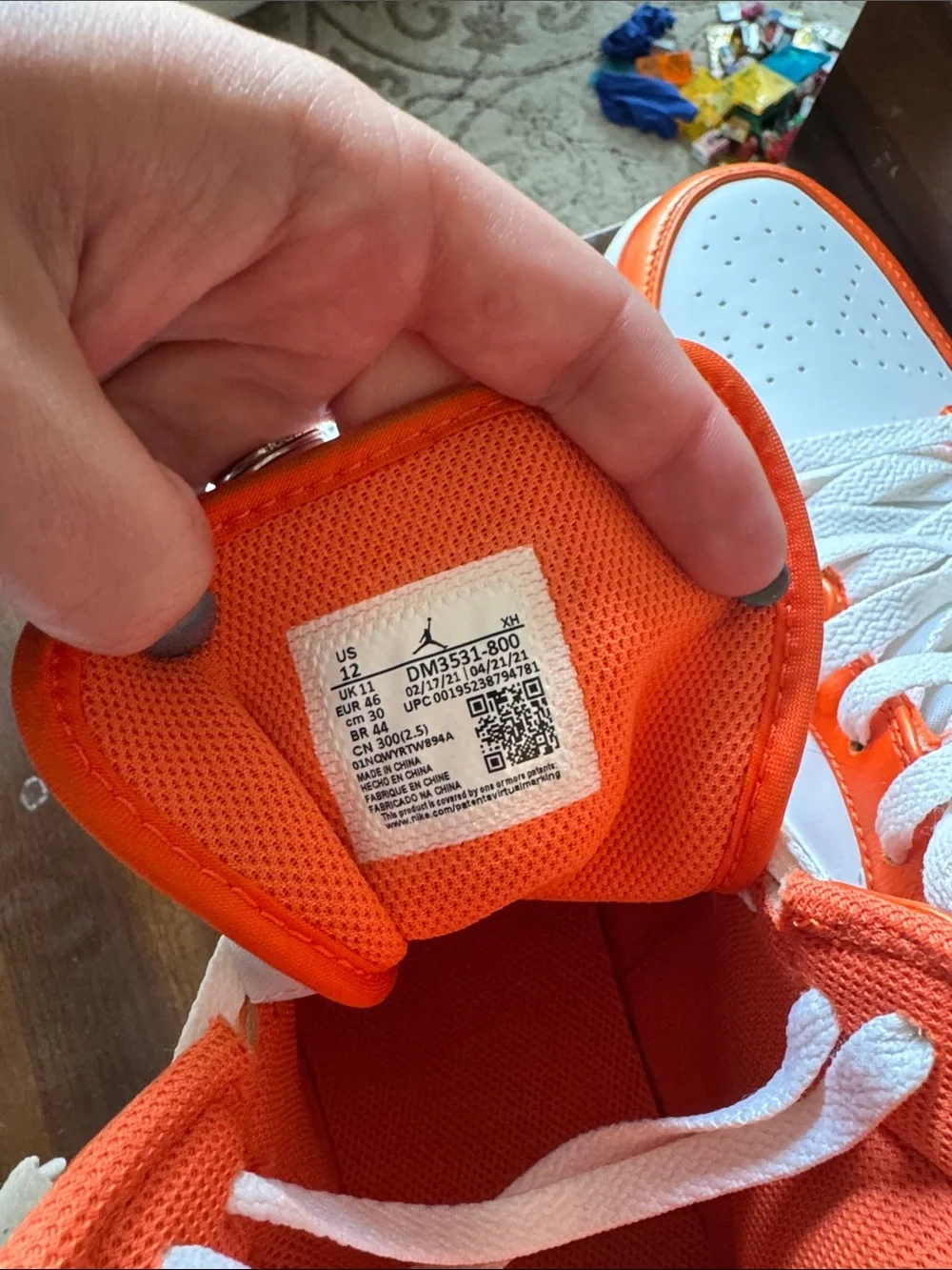 Air Jordan 1 Mid-Style Metallic Orange Sneakers
